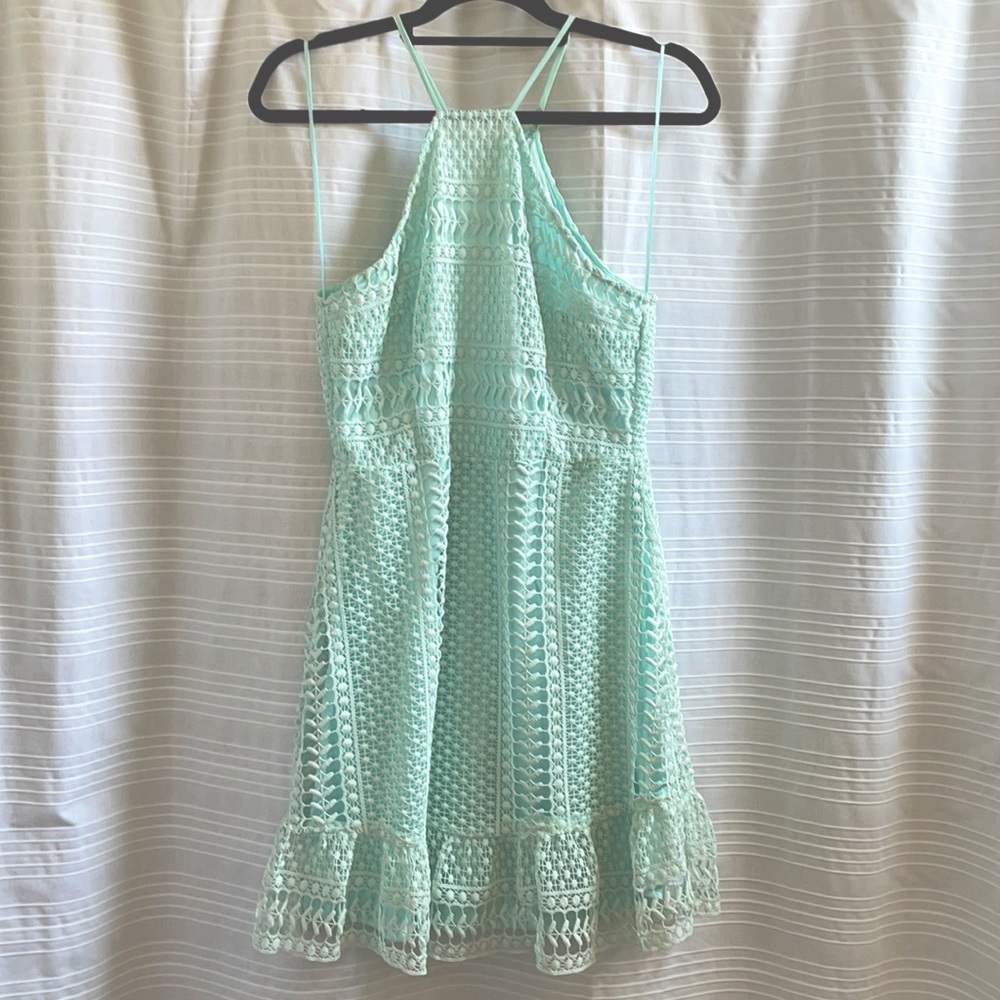Light blue/green lace halter dress